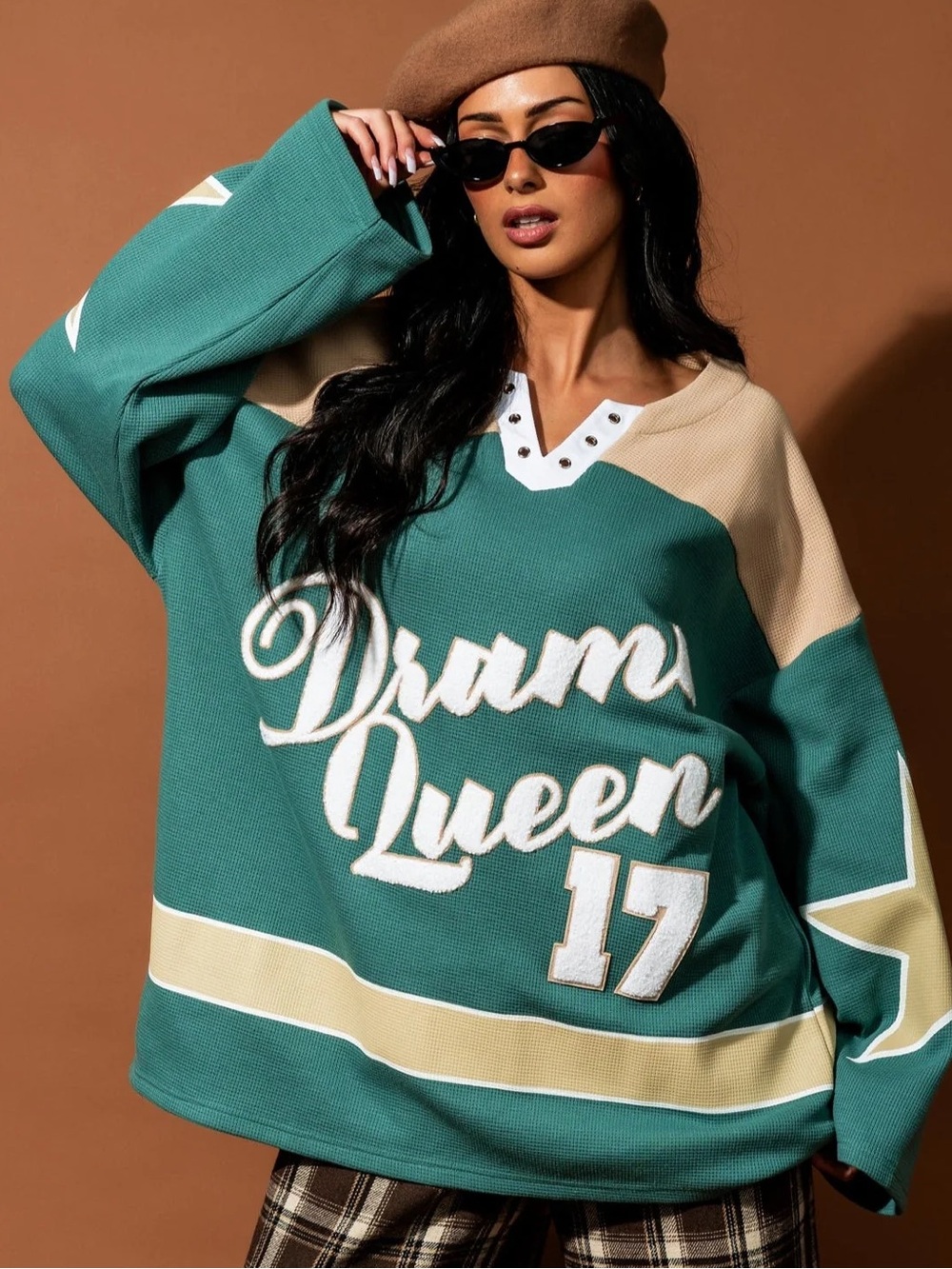Dressed in LaLa Not Your Drama Queen Waffle Knit Hockey Jersey